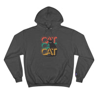 Retro cat hoodie design with big cat silhouette champion brand