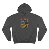 Retro cat hoodie design with big cat silhouette champion brand