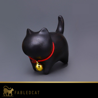Cat figure wooden and handcrafted with little bell