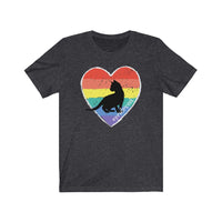 Gay pride cat t-shirt lgbtq heather gray rainbow heart background