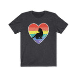 Gay pride cat t-shirt lgbtq heather gray rainbow heart background