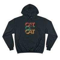 puma panther silhouette on colorful text champion hoodie for cat lovers