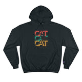 puma panther silhouette on colorful text champion hoodie for cat lovers