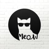 Cool Cat Metal Wall Art Cat in Sunglasses Silhouette Cutout Metal Design