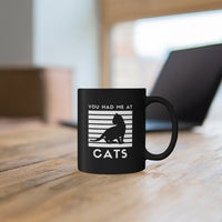 Cat silhouette against white background coffee tea mug