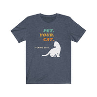 funny shirt with white kitten- pet your cat