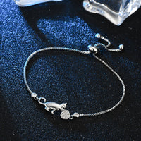 Jewelry for cat lovers- cute kitty playing silver bracelet