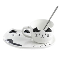 Cat shaped mug and tray black and white