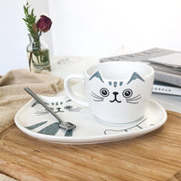 Cat themed mug and tray for coffee and tea lovers