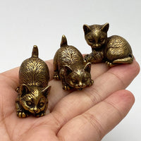 Cute tiny cat figurines- real brass