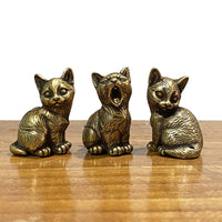 Brass Cat Statue Small Brass Cat Figurines 24*19*31MM Animal