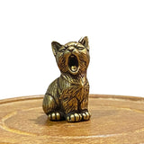 Yawning cat brass figurine