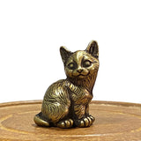 Sitting figurine of kitten brass