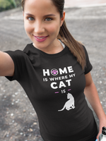 Woman with cute cat t-shirt paw print
