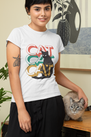 Girl with cat shirt graphic tee and her cat