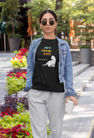 Woman wearing cool cat graphic t-shirt